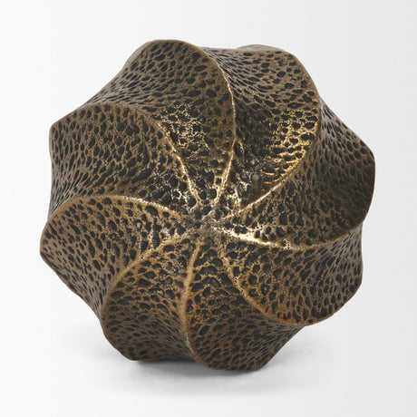 Imani Large Sculptural Textured Antiqued Gold Metal Decorative Orb Object from Mercana - Luna Furniture