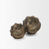 Imani Large Sculptural Textured Antiqued Gold Metal Decorative Orb Object from Mercana - Luna Furniture