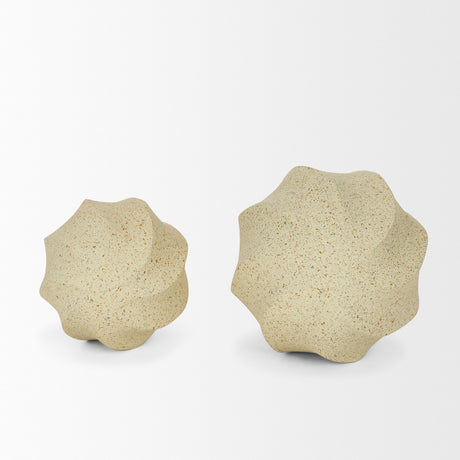 Imani Small Sculptural Textured Beige Metal Decorative Orb Object from Mercana - Luna Furniture