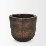 Aivana Large Antiqued Gold Metal Floor Vase from Mercana - Luna Furniture