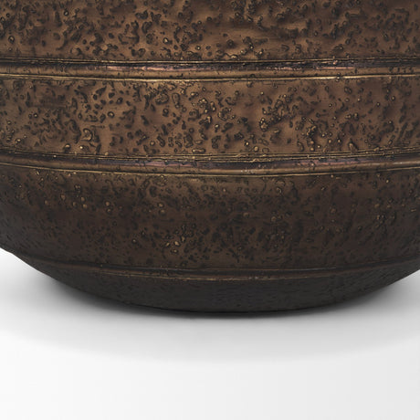 Aivana Large Antiqued Gold Metal Floor Vase from Mercana - Luna Furniture