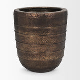 Aivana Extra Large Antiqued Gold Metal Floor Vase from Mercana - Luna Furniture