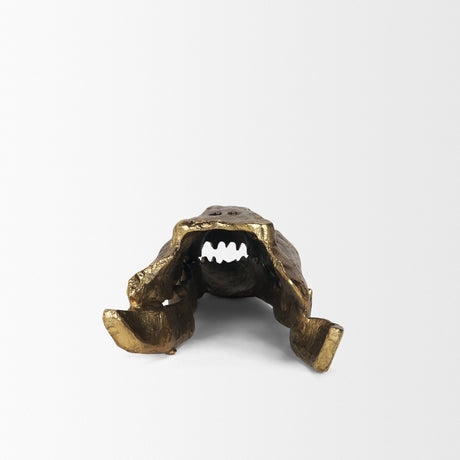 Alistair Antiqued Gold Cast Metal Decorative Skull Object from Mercana - Luna Furniture