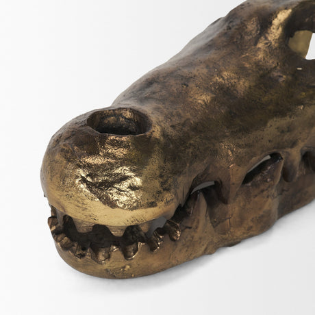 Alistair Antiqued Gold Cast Metal Decorative Skull Object from Mercana - Luna Furniture