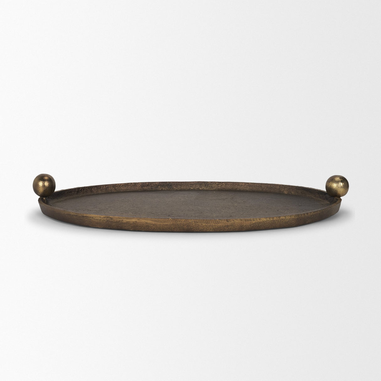 Jianna Small Oval Textured Antiqued Gold Metal Tray with Handles from Mercana - Luna Furniture