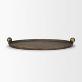 Jianna Small Oval Textured Antiqued Gold Metal Tray with Handles from Mercana - Luna Furniture