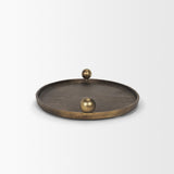 Jianna Small Oval Textured Antiqued Gold Metal Tray with Handles from Mercana - Luna Furniture