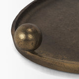 Jianna Small Oval Textured Antiqued Gold Metal Tray with Handles from Mercana - Luna Furniture