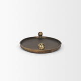 Jianna Large Oval Textured Antiqued Gold Metal Tray with Handles from Mercana - Luna Furniture