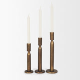 Declan Antiqued Brass Cast Metal Taper Candle Holder from Mercana - Luna Furniture