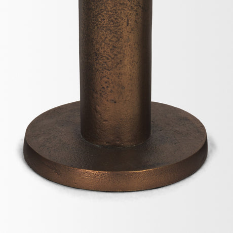 Declan Antiqued Brass Cast Metal Taper Candle Holder from Mercana - Luna Furniture