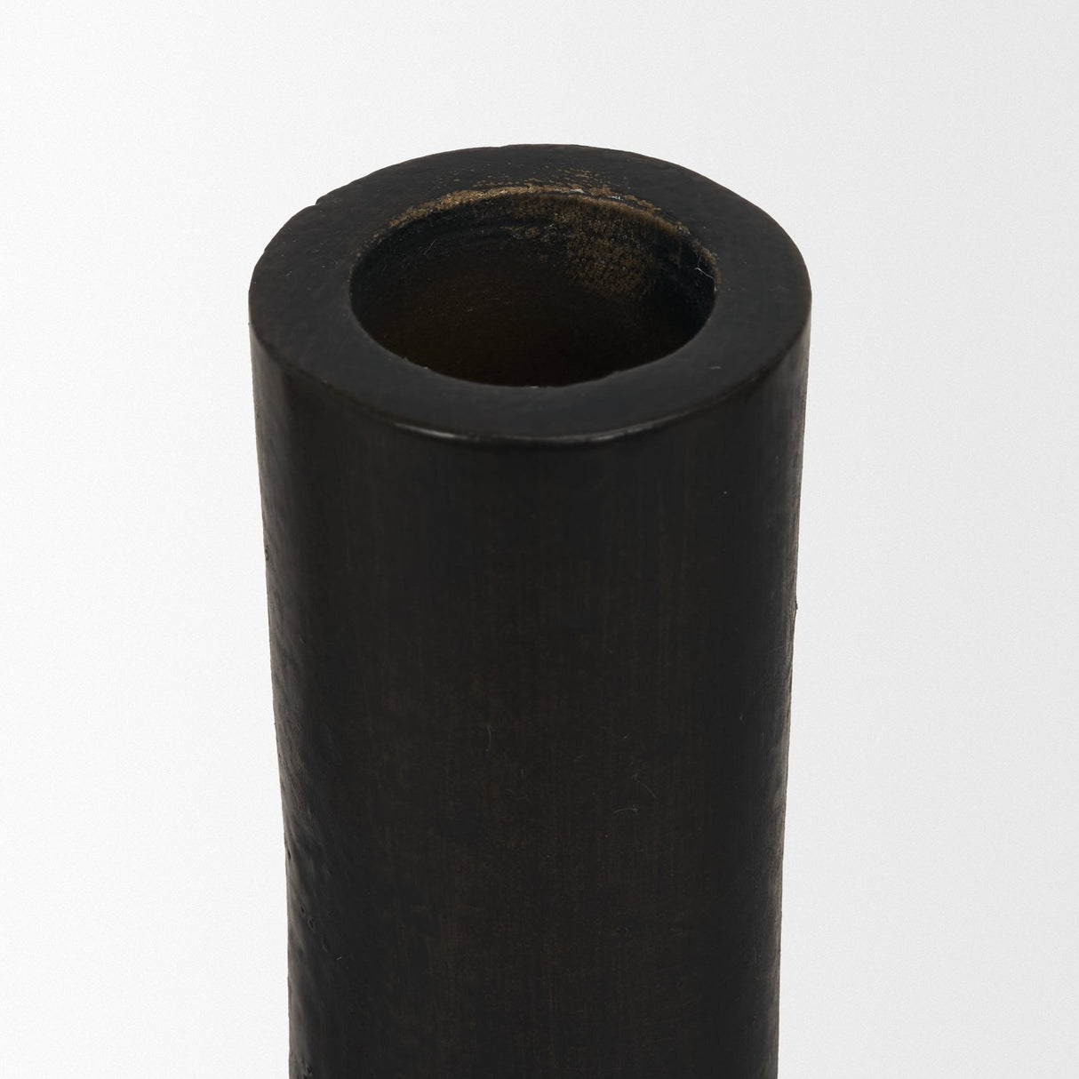 Declan Textured Matte Black Cast Metal Taper Candle Holder from Mercana - Luna Furniture