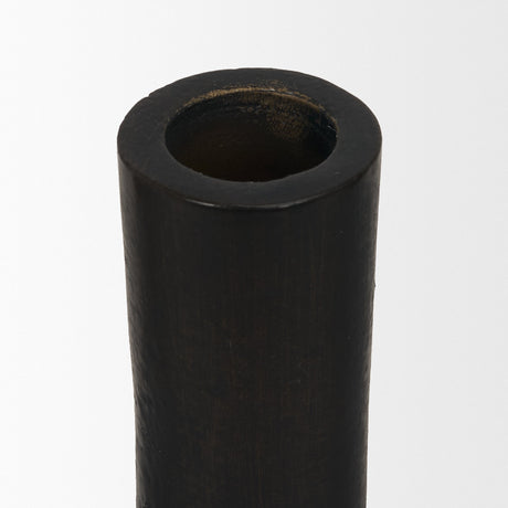 Declan Textured Matte Black Cast Metal Taper Candle Holder from Mercana - Luna Furniture