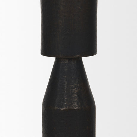 Declan Textured Matte Black Cast Metal Taper Candle Holder from Mercana - Luna Furniture