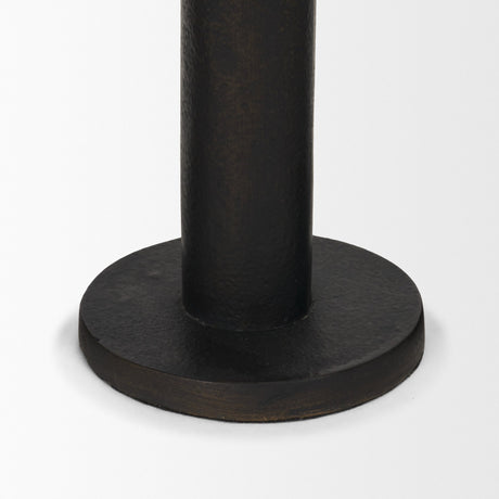 Declan Textured Matte Black Cast Metal Taper Candle Holder from Mercana - Luna Furniture