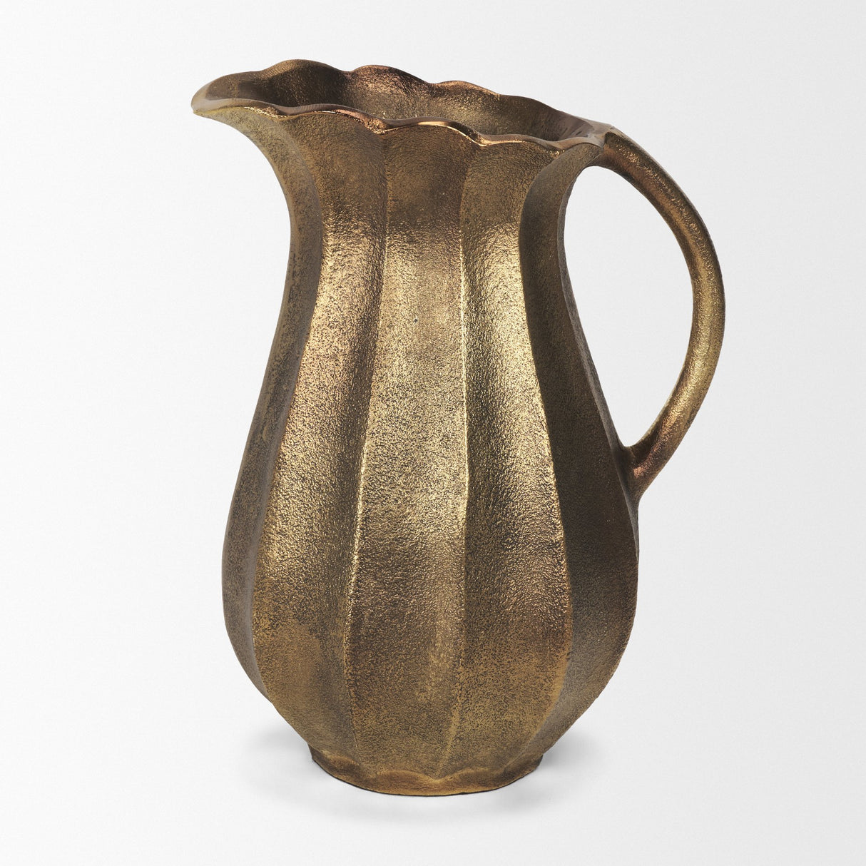 Anya Antiqued Brass Scalloped Petal Cast Metal Jug from Mercana - Luna Furniture