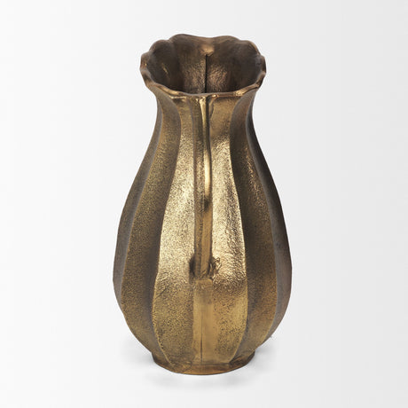 Anya Antiqued Brass Scalloped Petal Cast Metal Jug from Mercana - Luna Furniture