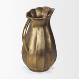 Anya Antiqued Brass Scalloped Petal Cast Metal Jug from Mercana - Luna Furniture