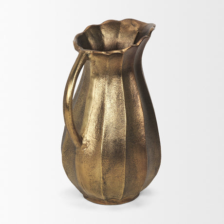 Anya Antiqued Brass Scalloped Petal Cast Metal Jug from Mercana - Luna Furniture