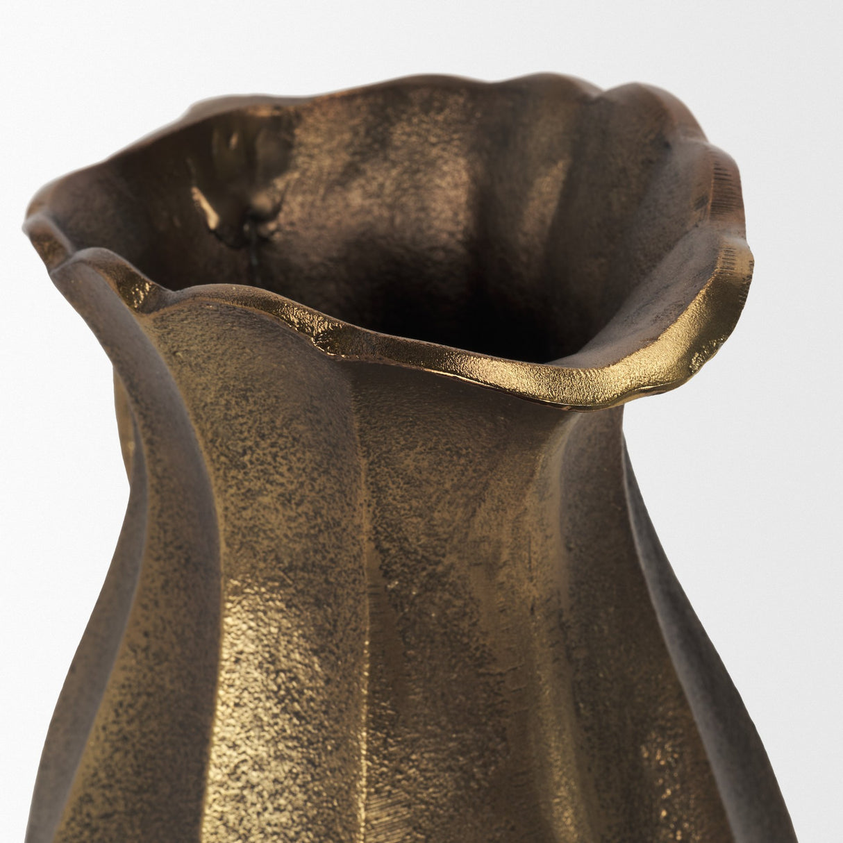 Anya Antiqued Brass Scalloped Petal Cast Metal Jug from Mercana - Luna Furniture