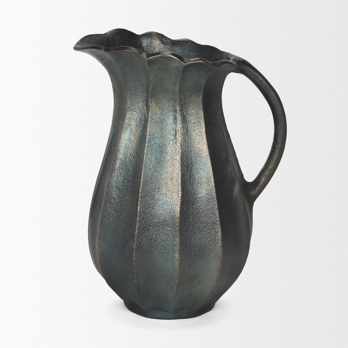 Anya Matte Black Scalloped Petal Cast Metal Jug from Mercana - Luna Furniture