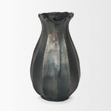 Anya Matte Black Scalloped Petal Cast Metal Jug from Mercana - Luna Furniture