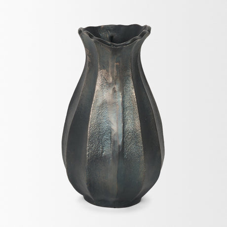 Anya Matte Black Scalloped Petal Cast Metal Jug from Mercana - Luna Furniture