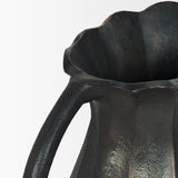 Anya Matte Black Scalloped Petal Cast Metal Jug from Mercana - Luna Furniture