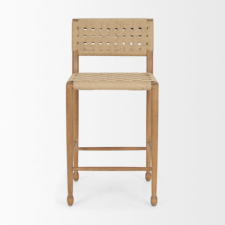 Brinley Woven Paper Rope w/ Brown Wood Frame Counter Stool from Mercana - Luna Furniture