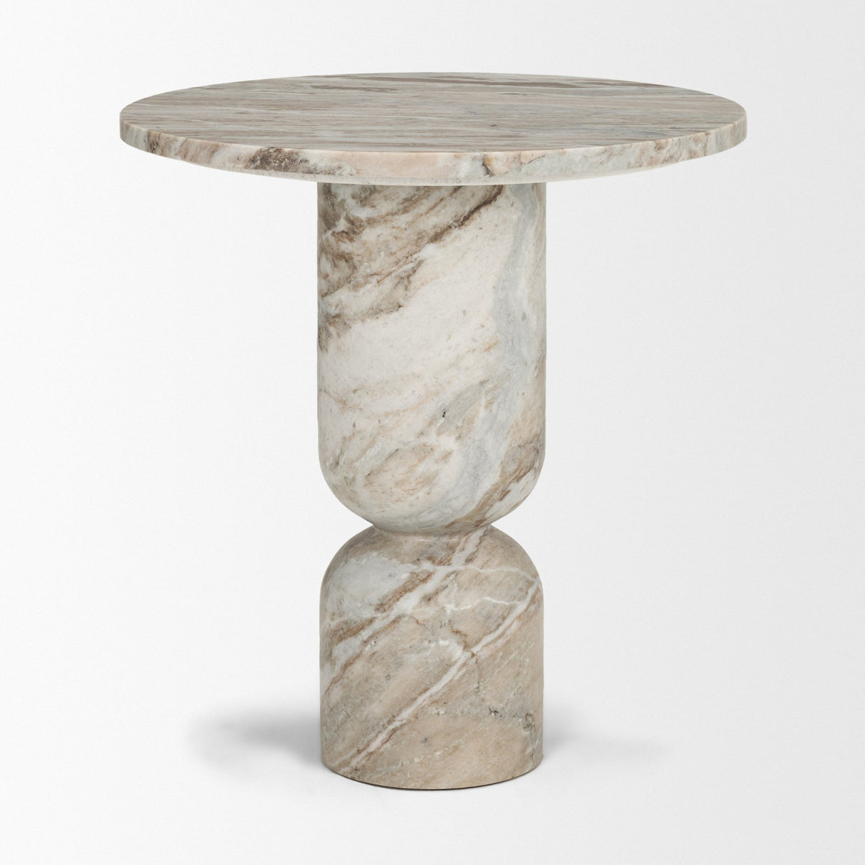 Nylah Solid Pink Marble Round Accent Table from Mercana - Luna Furniture