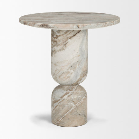 Nylah Solid Pink Marble Round Accent Table from Mercana - Luna Furniture