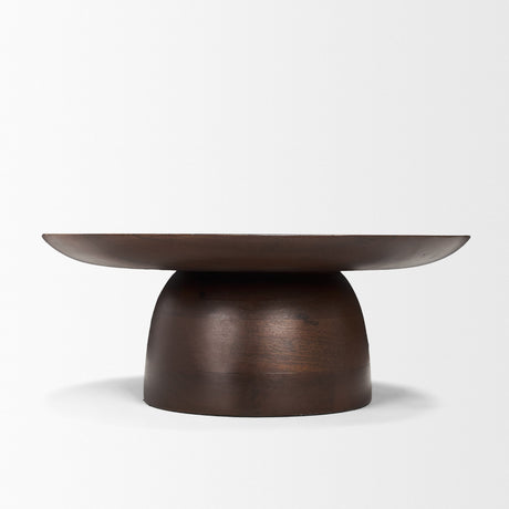 Sadira Small Mid-Dark Brown Solid Wood Round Riser from Mercana - Luna Furniture