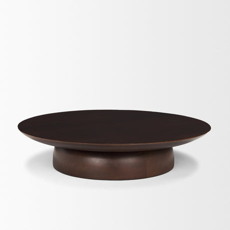 Sadira Large Mid-Dark Brown Solid Wood Round Riser from Mercana - Luna Furniture