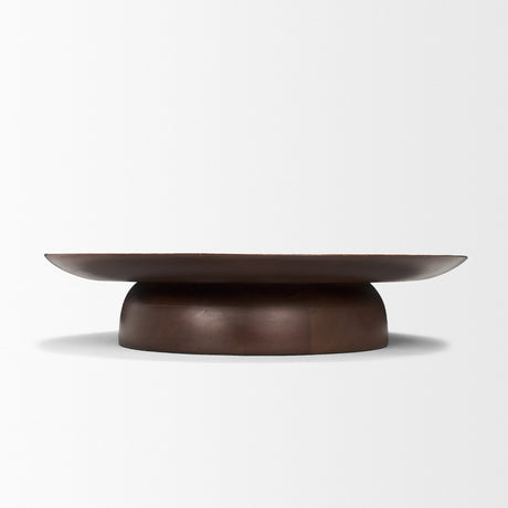 Sadira Large Mid-Dark Brown Solid Wood Round Riser from Mercana - Luna Furniture