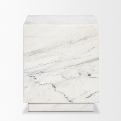 Matteo Solid White Marble Square Side Table from Mercana - Luna Furniture