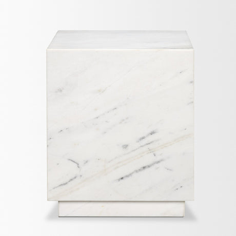Matteo Solid White Marble Square Side Table from Mercana - Luna Furniture