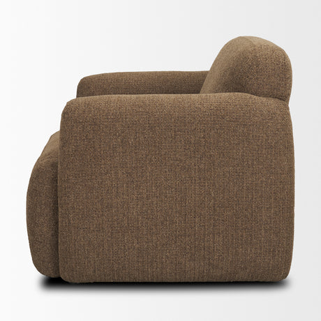Saga Textured Brown Plush Fabric Upholstered Chair from Mercana - Luna Furniture