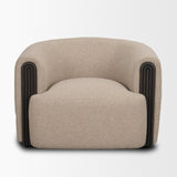 Kornelia Textured Mushroom Fabric Barrel Accent Chair from Mercana - Luna Furniture