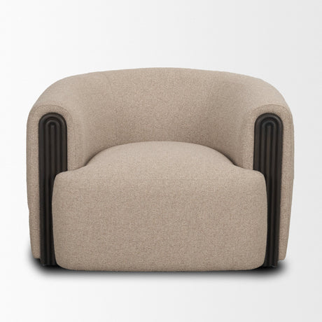 Kornelia Textured Mushroom Fabric Barrel Accent Chair from Mercana - Luna Furniture