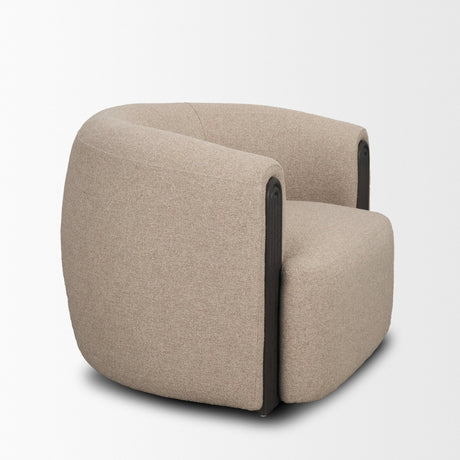 Kornelia Textured Mushroom Fabric Barrel Accent Chair from Mercana - Luna Furniture