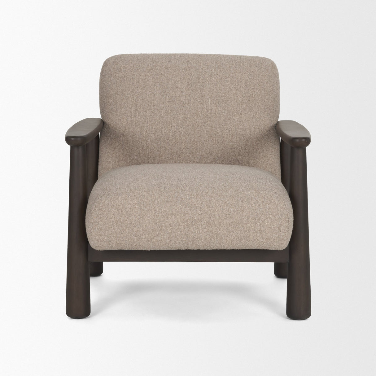Willmar Textured Mushroom Gray Fabric Espresso Brown Wood Accent Lounge Chair from Mercana - Luna Furniture