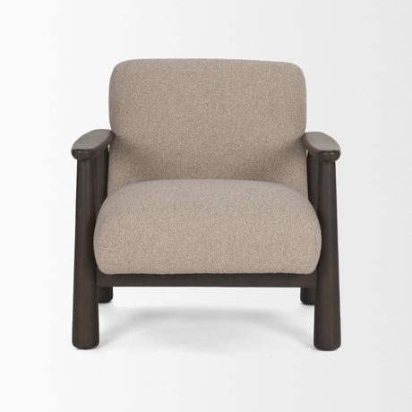 Willmar Textured Mushroom Gray Fabric Espresso Brown Wood Accent Lounge Chair from Mercana - Luna Furniture