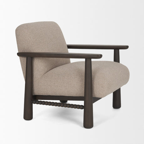 Willmar Textured Mushroom Gray Fabric Espresso Brown Wood Accent Lounge Chair from Mercana - Luna Furniture