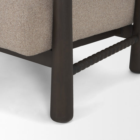 Willmar Textured Mushroom Gray Fabric Espresso Brown Wood Accent Lounge Chair from Mercana - Luna Furniture