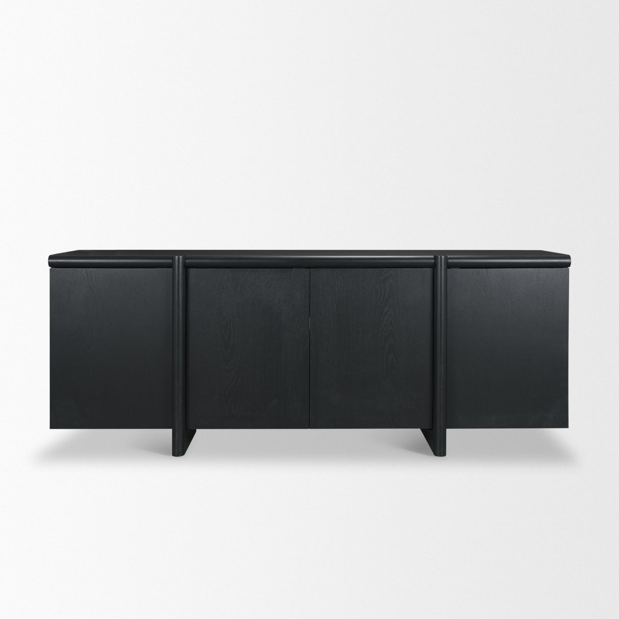 Rowan Black Oak Wood Closed 4 Door Sideboard from Mercana - Luna Furniture