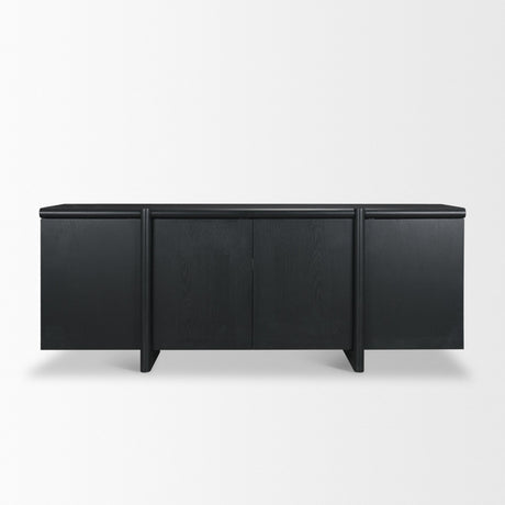 Rowan Black Oak Wood Closed 4 Door Sideboard from Mercana - Luna Furniture