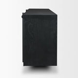 Rowan Black Oak Wood Closed 4 Door Sideboard from Mercana - Luna Furniture