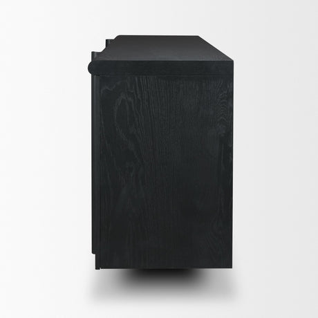 Rowan Black Oak Wood Closed 4 Door Sideboard from Mercana - Luna Furniture