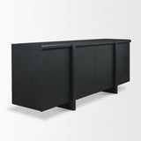 Rowan Black Oak Wood Closed 4 Door Sideboard from Mercana - Luna Furniture