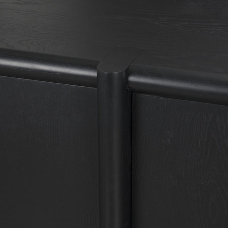 Rowan Black Oak Wood Closed 4 Door Sideboard from Mercana - Luna Furniture